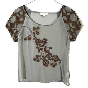 Anthropologie Moulinette Soeurs Women's Dogwood Top Blouse Sheer Fairycore XS